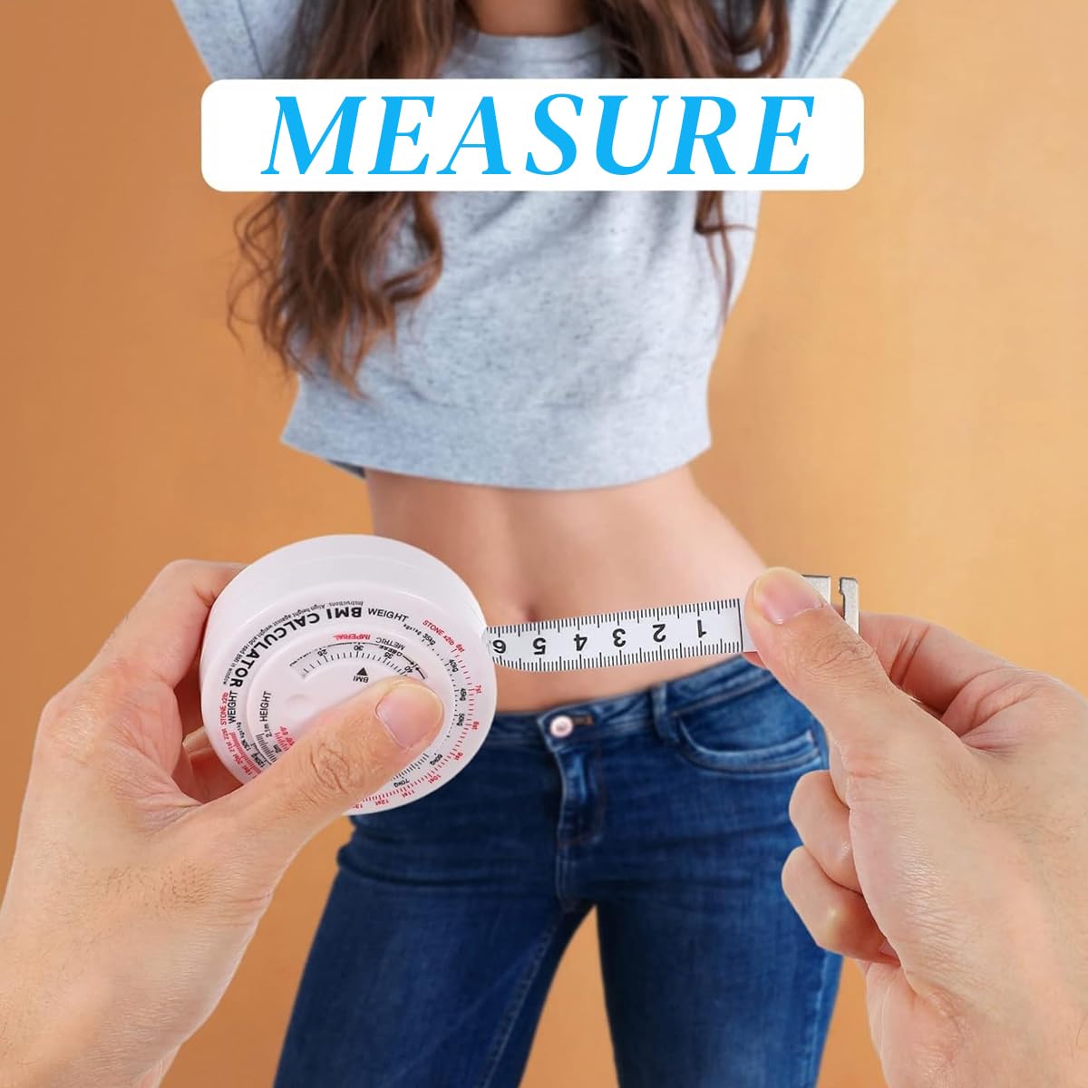 HASTHIP Body Measuring Tape, BMI Body Mass Index Retractable Tape, 50cm/59Inch Measure Calculator, Soft Tape Measure Measuring for Body Fabric Sewing Tailor Cloth Knitting Craft Measurement HASTHIP Body Measuring Tape, BMI Body Mass Index Retractable Tape, 50cm/59Inch Measure Calculator, Soft Tape Measure Measuring for Body Fabric Sewing Tailor Cloth Knitting Craft Measurement